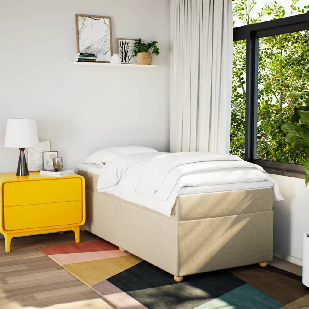 Boxspring met matras stof crèmekleurig 80x200 cm