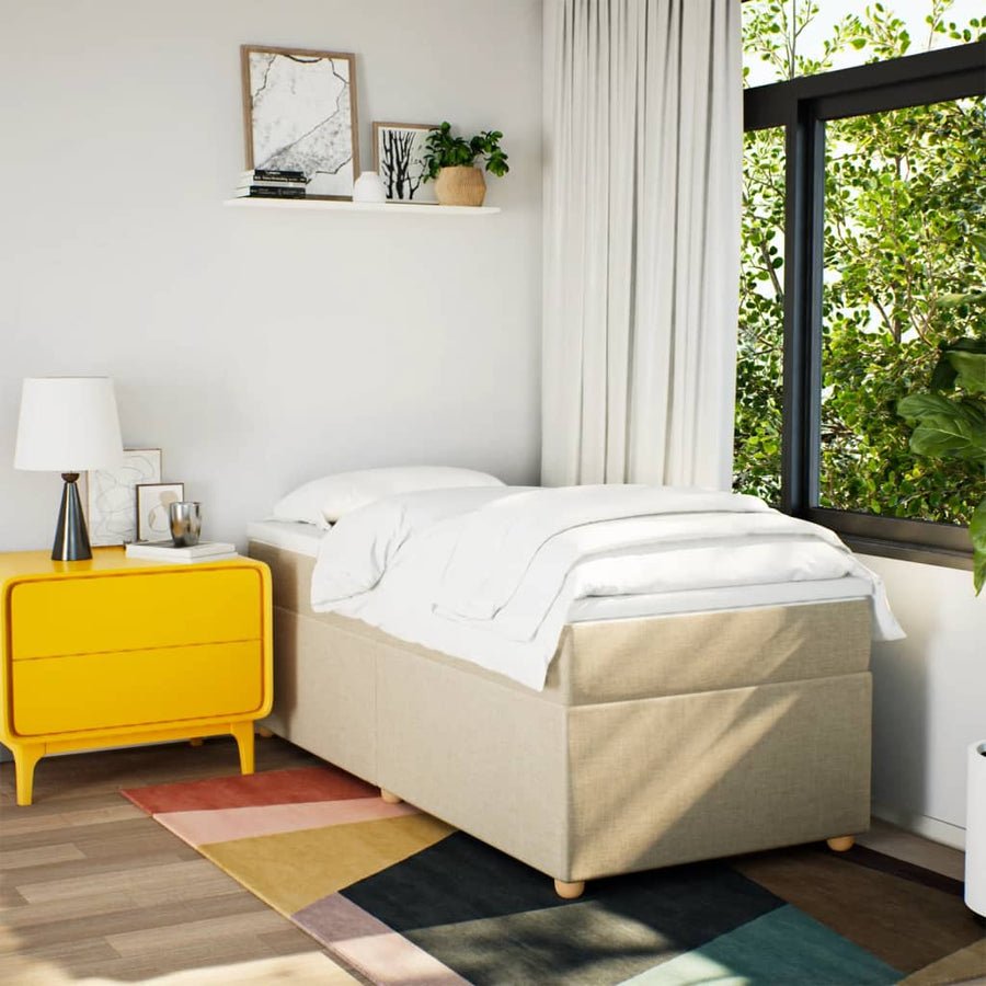Boxspring met matras stof crèmekleurig 80x200 cm