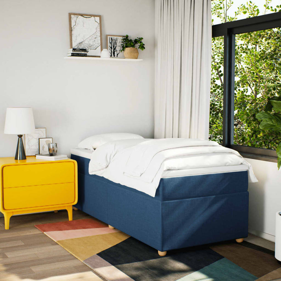 Boxspring met matras stof blauw 80x200 cm