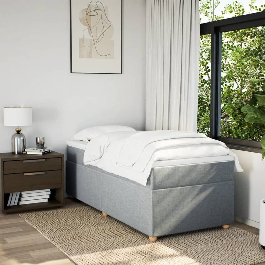 Boxspring met matras stof lichtgrijs 90x190 cm