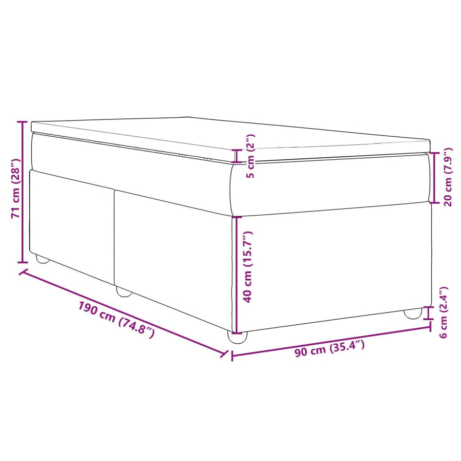 Boxspring met matras stof zwart 90x190 cm