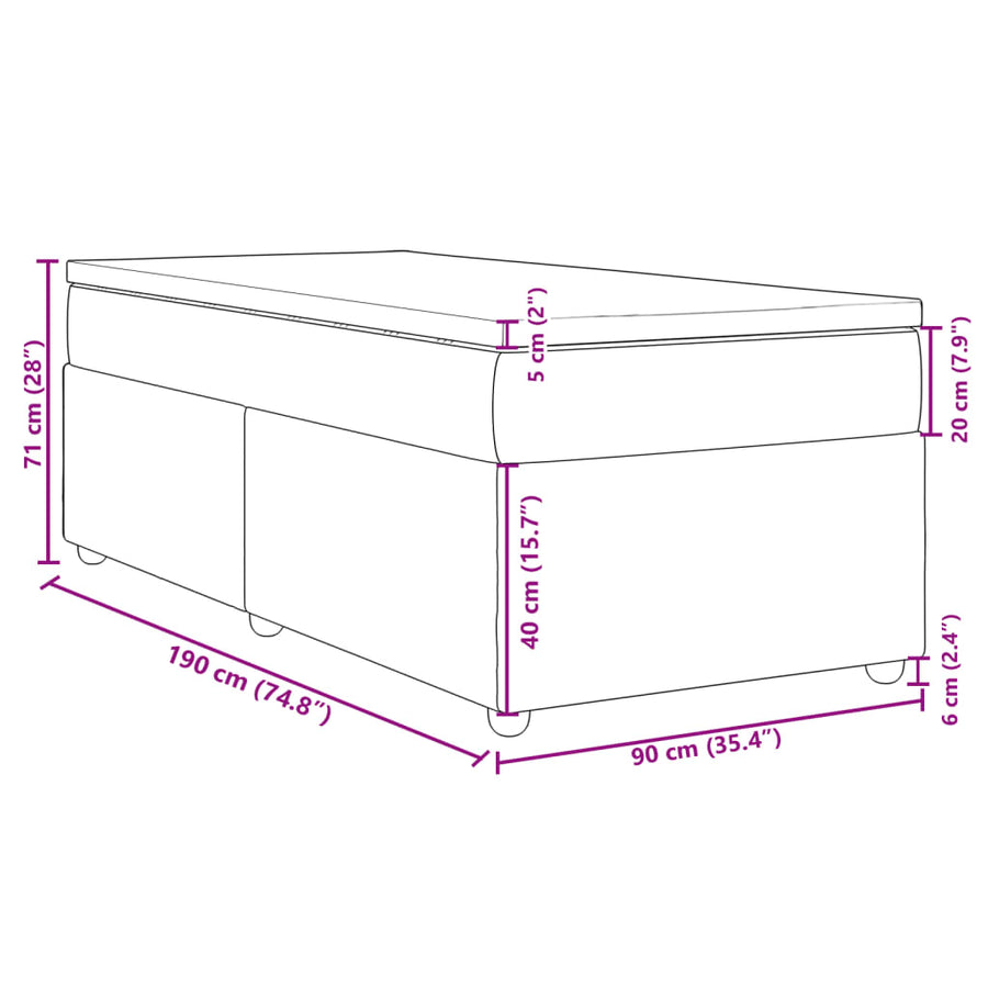 Boxspring met matras stof donkerbruin 90x190 cm