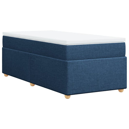 Boxspring met matras stof blauw 90x190 cm