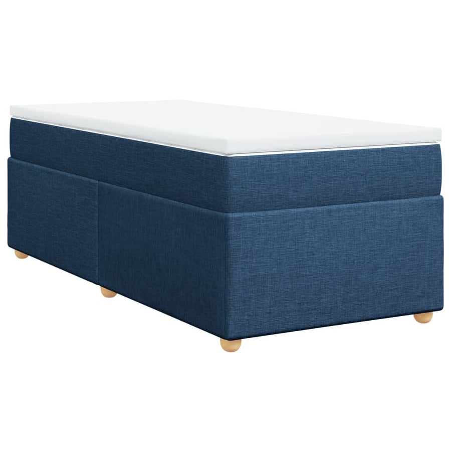 Boxspring met matras stof blauw 90x190 cm