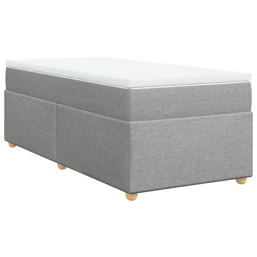 Boxspring met matras stof lichtgrijs 90x200 cm