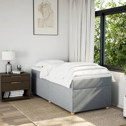 Boxspring met matras stof lichtgrijs 90x200 cm