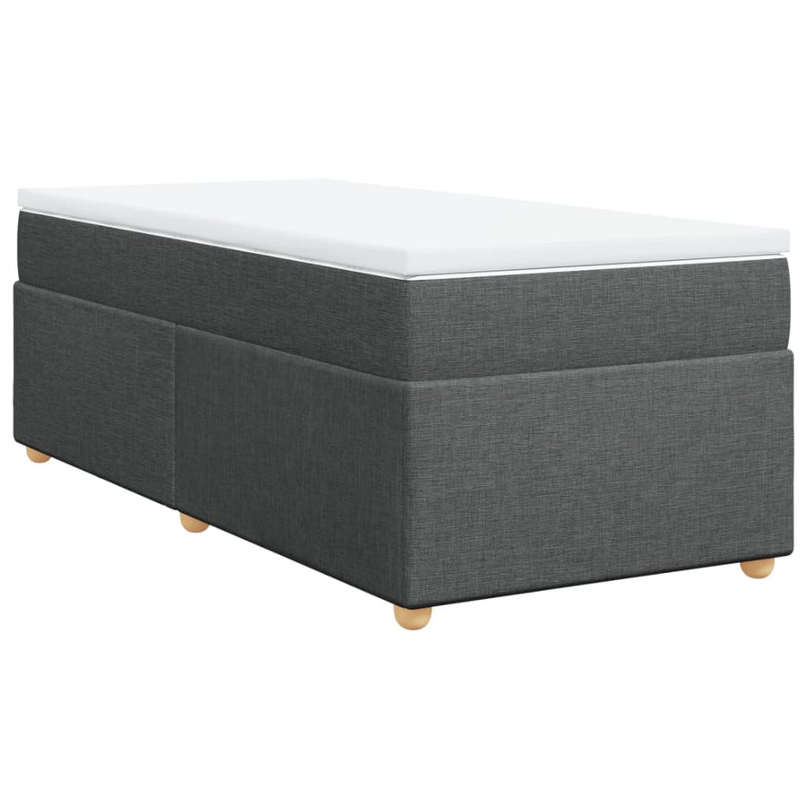Boxspring met matras stof donkergrijs 90x200 cm