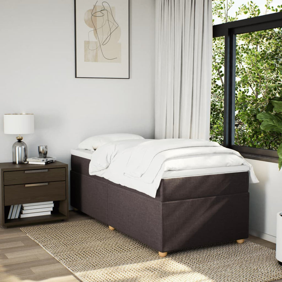 Boxspring met matras stof donkerbruin 90x200 cm