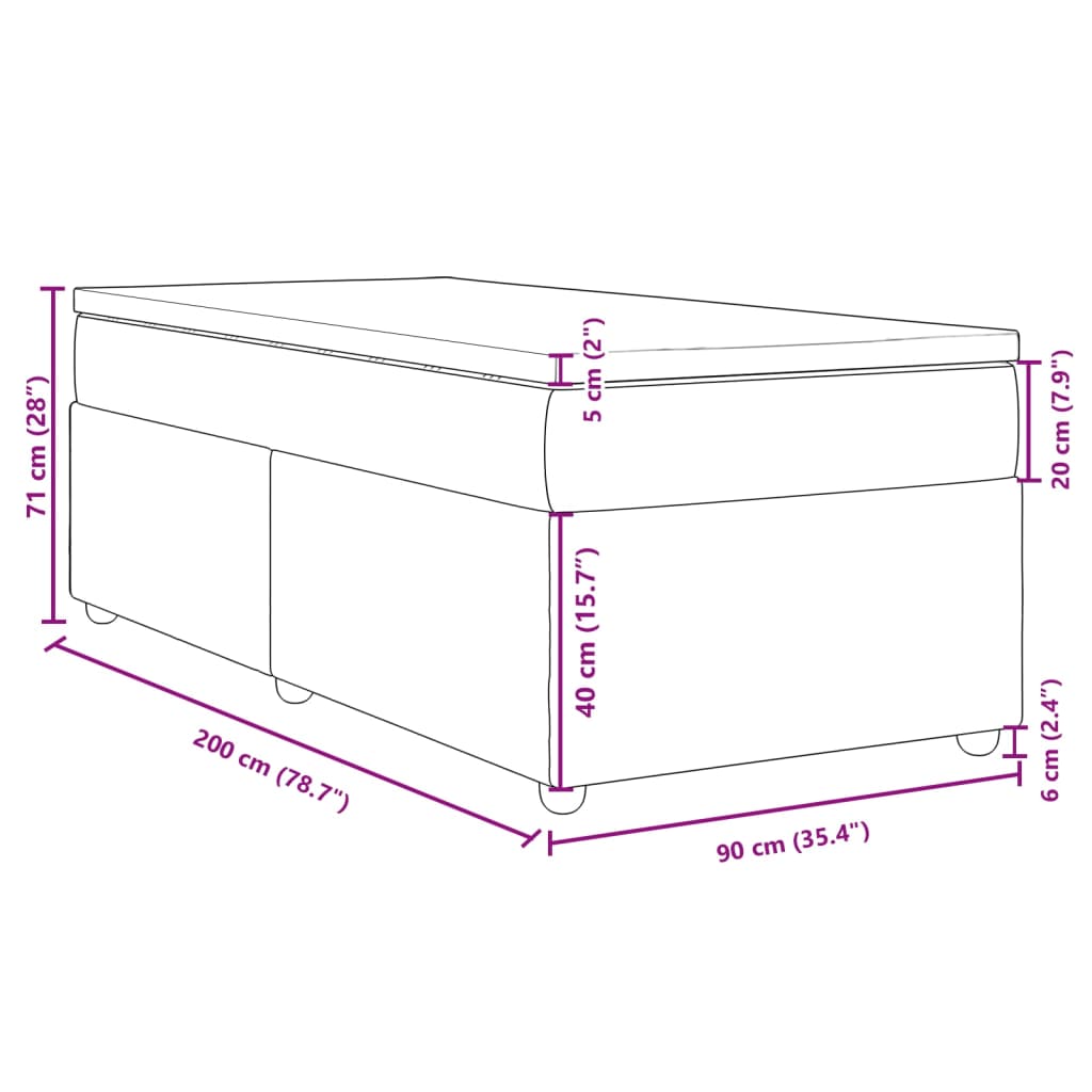 Boxspring met matras stof donkerbruin 90x200 cm