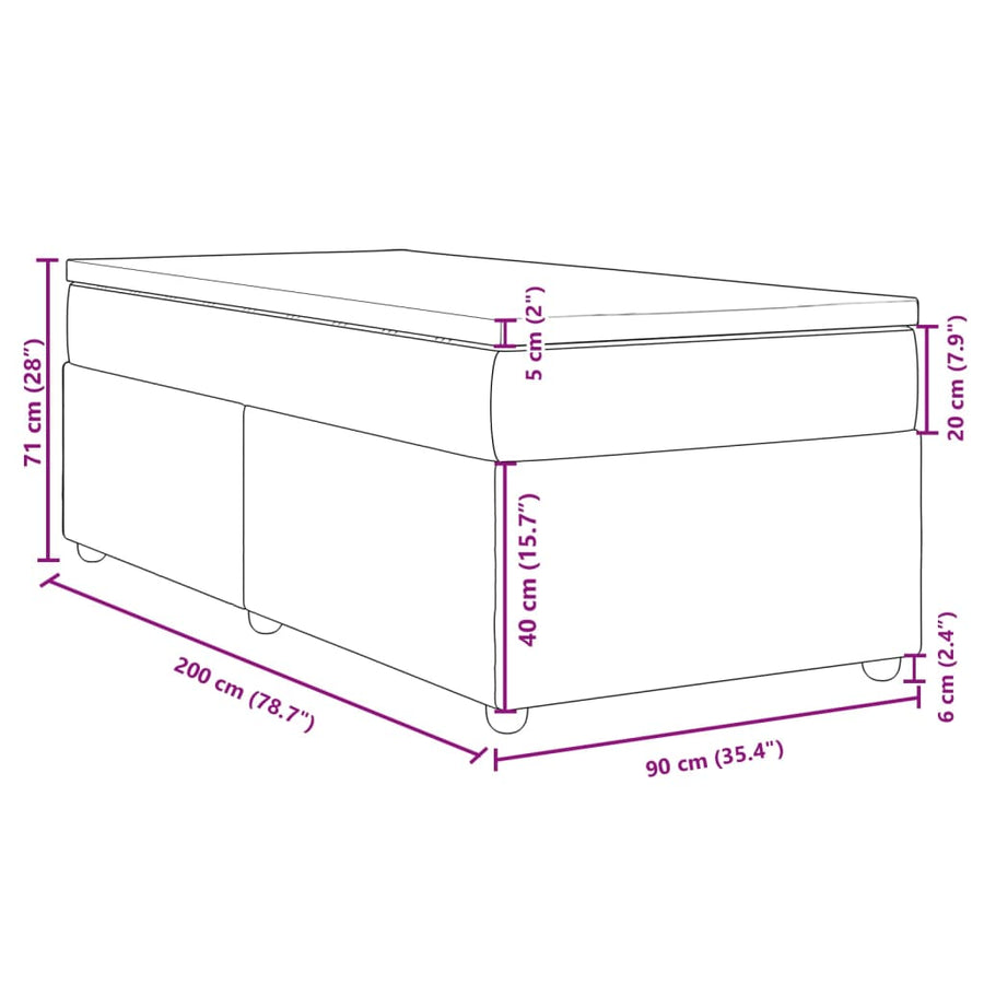 Boxspring met matras stof donkerbruin 90x200 cm