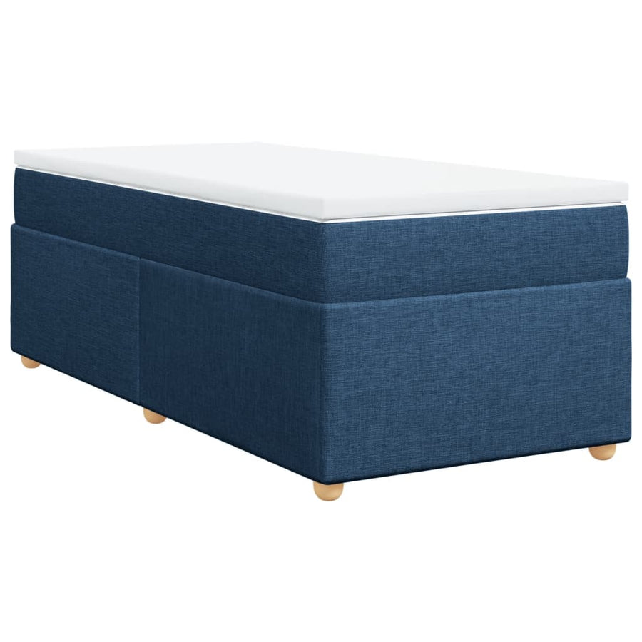 Boxspring met matras stof blauw 90x200 cm