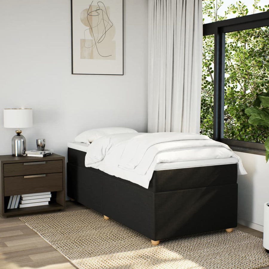 Boxspring met matras stof zwart 100x200 cm