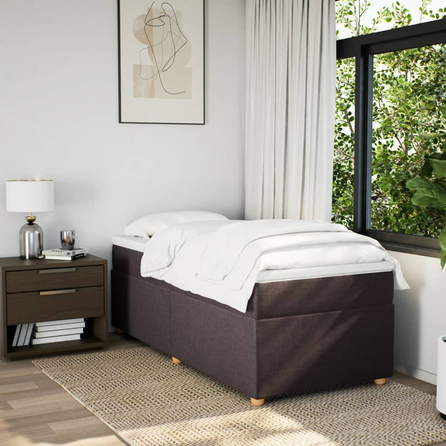 Boxspring met matras stof donkerbruin 100x200 cm
