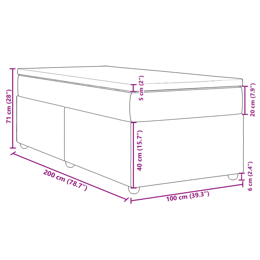 Boxspring met matras stof donkerbruin 100x200 cm