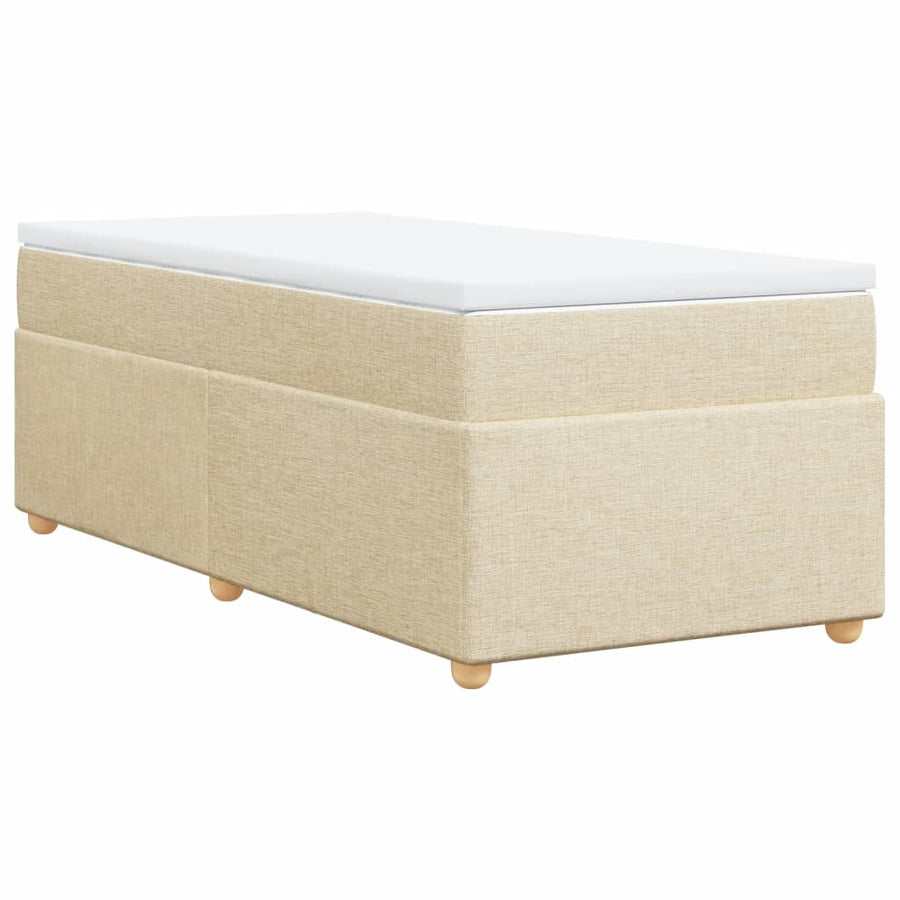 Boxspring met matras stof crèmekleurig 100x200 cm