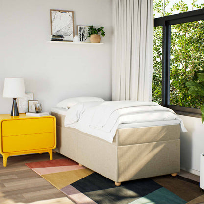 Boxspring met matras stof crèmekleurig 100x200 cm