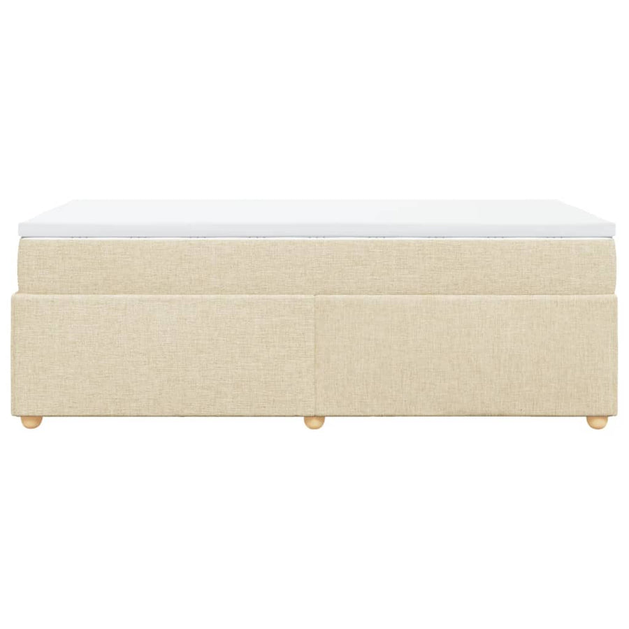Boxspring met matras stof crèmekleurig 100x200 cm