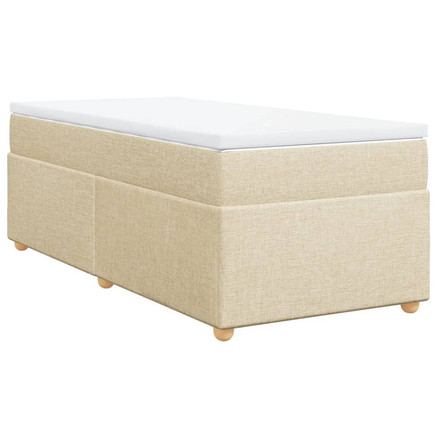 Boxspring met matras stof crèmekleurig 100x200 cm