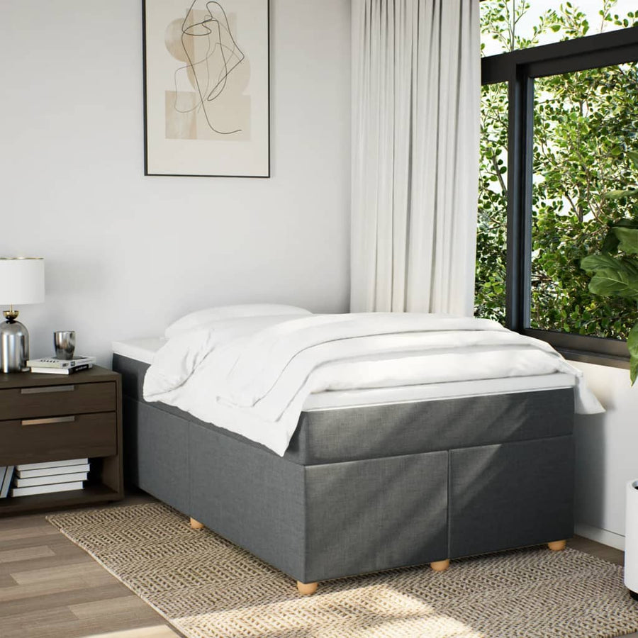 Boxspring met matras stof donkergrijs 120x190 cm