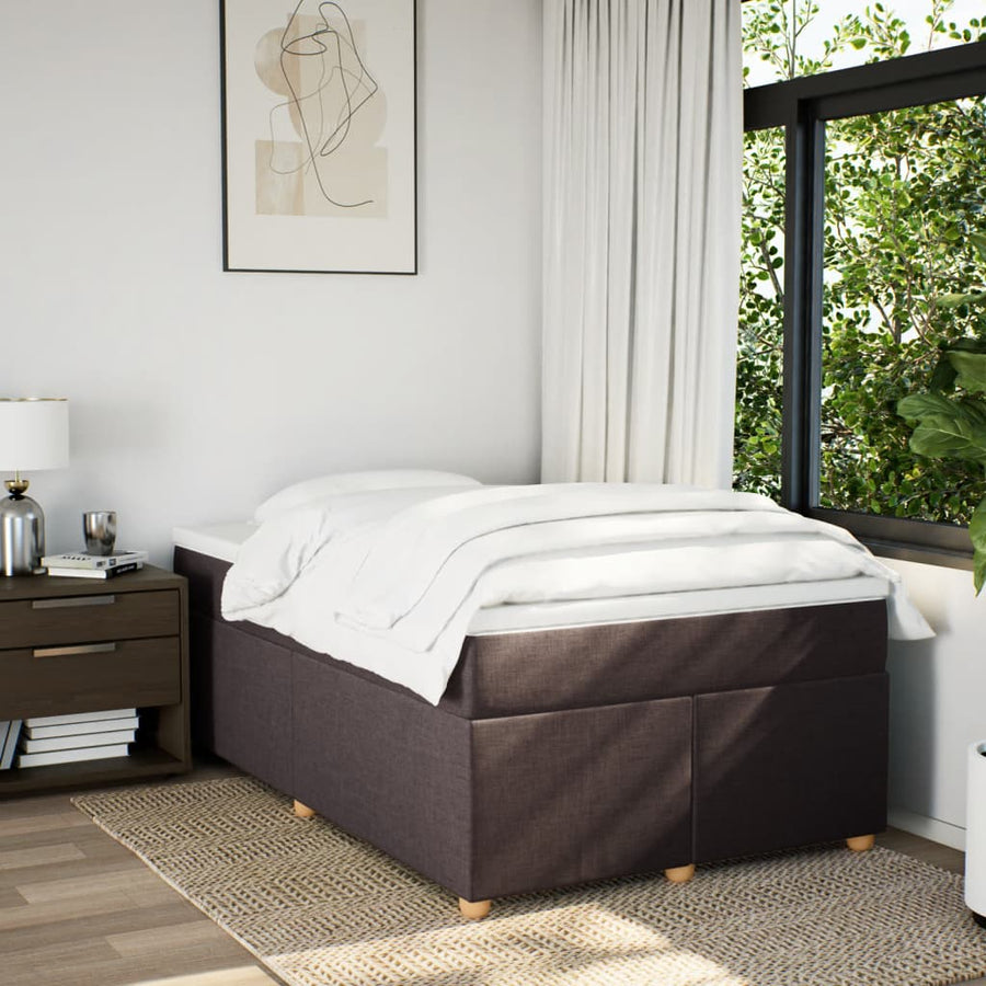 Boxspring met matras stof donkerbruin 120x190 cm