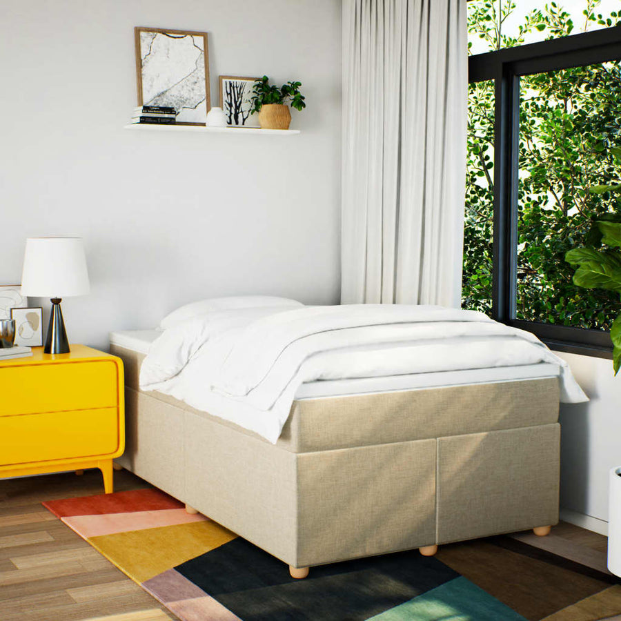 Boxspring met matras stof crèmekleurig 120x190 cm