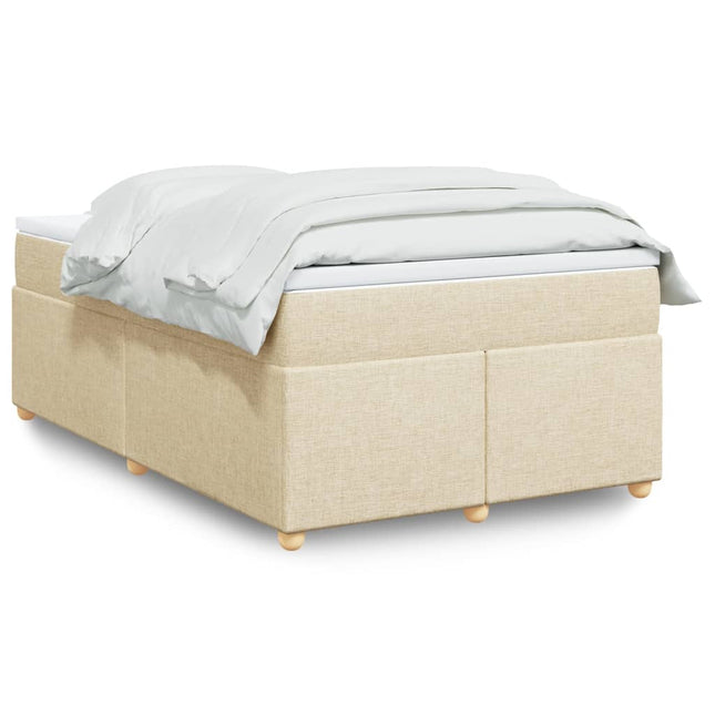 Boxspring met matras stof crèmekleurig 120x190 cm