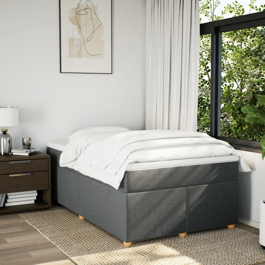 Boxspring met matras stof donkergrijs 120x200 cm