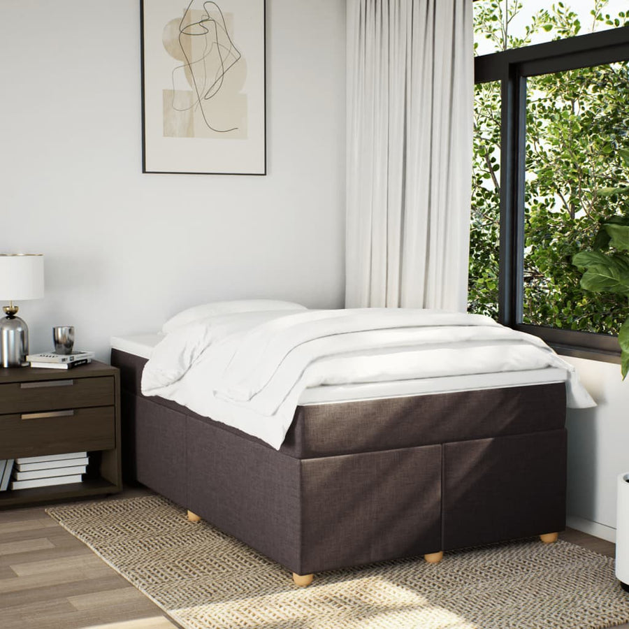 Boxspring met matras stof donkerbruin 120x200 cm