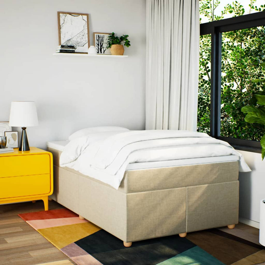 Boxspring met matras stof crèmekleurig 120x200 cm