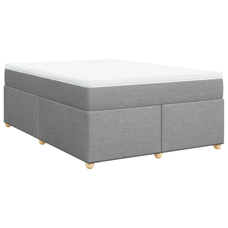 Boxspring met matras stof lichtgrijs 140x190 cm