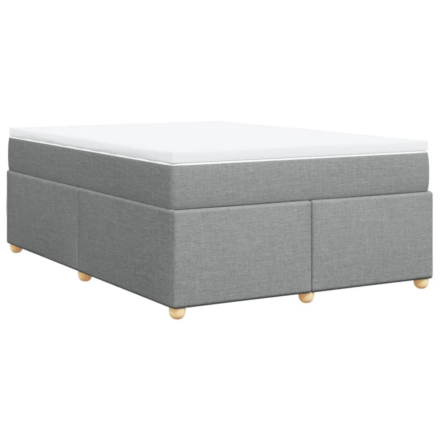 Boxspring met matras stof lichtgrijs 140x190 cm