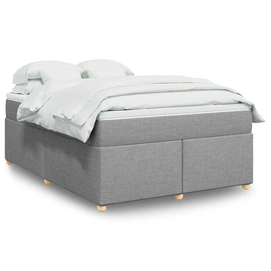Boxspring met matras stof lichtgrijs 140x190 cm