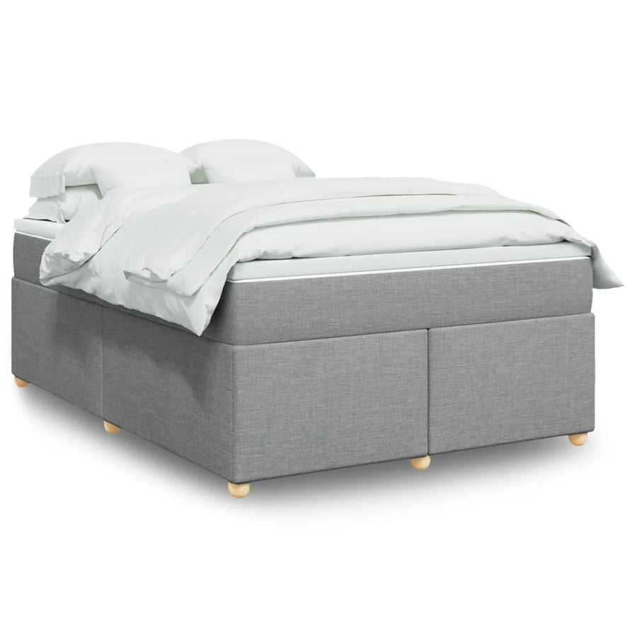 Boxspring met matras stof lichtgrijs 140x190 cm