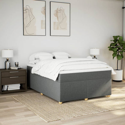 Boxspring met matras stof donkergrijs 140x190 cm