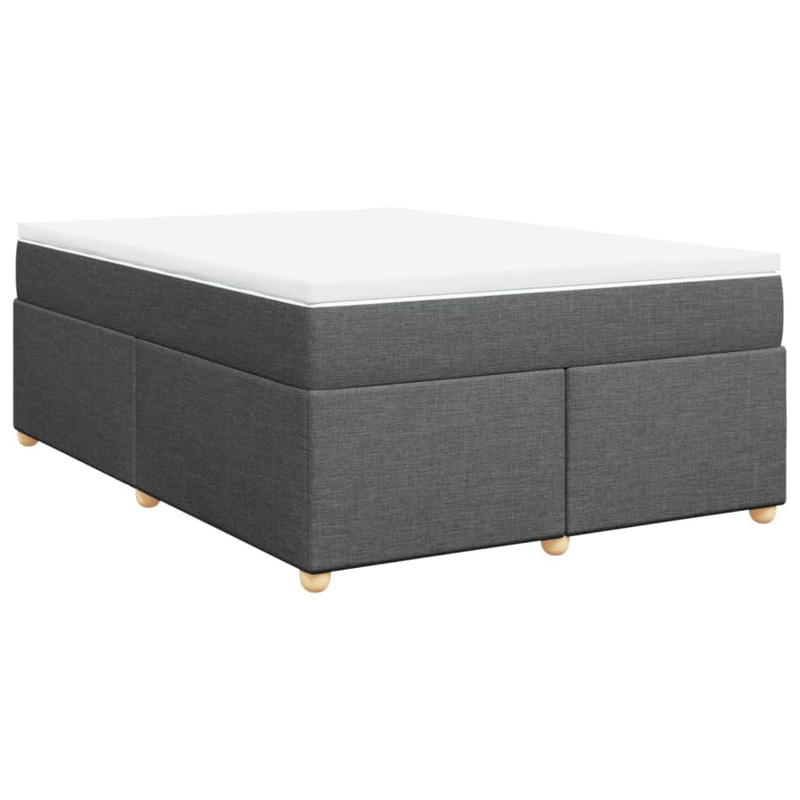 Boxspring met matras stof donkergrijs 140x190 cm