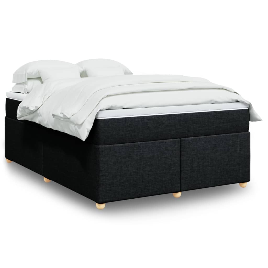 Boxspring met matras stof zwart 140x190 cm