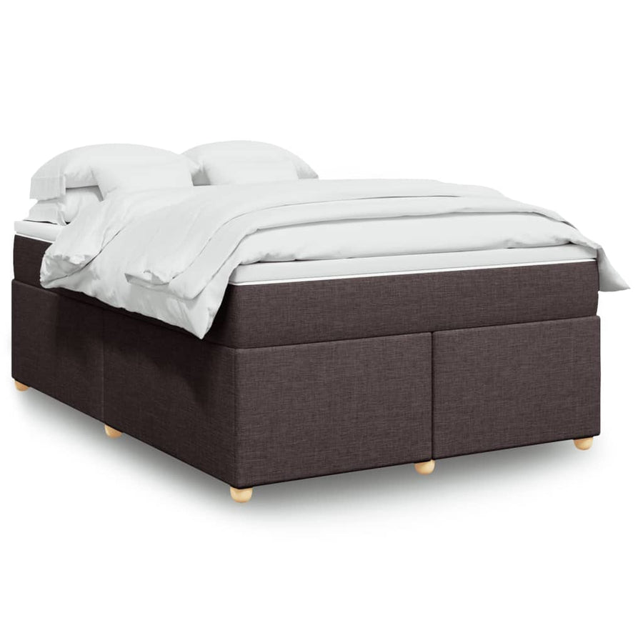 Boxspring met matras stof donkerbruin 140x190 cm