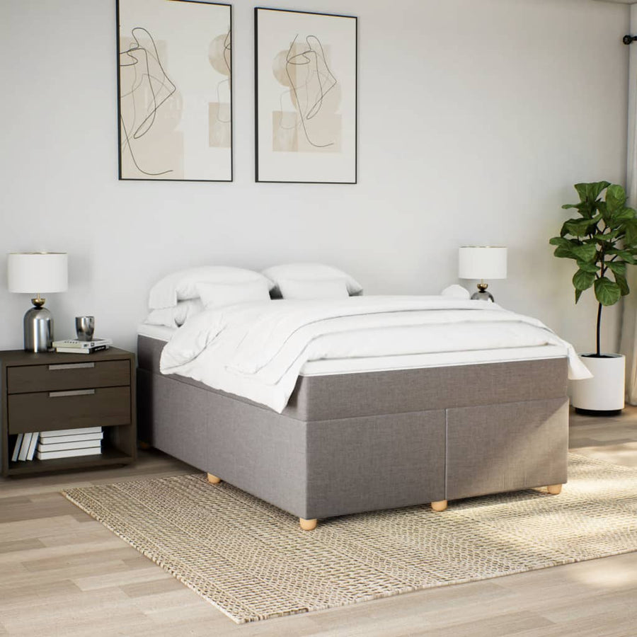 Boxspring met matras stof taupe 140x190 cm