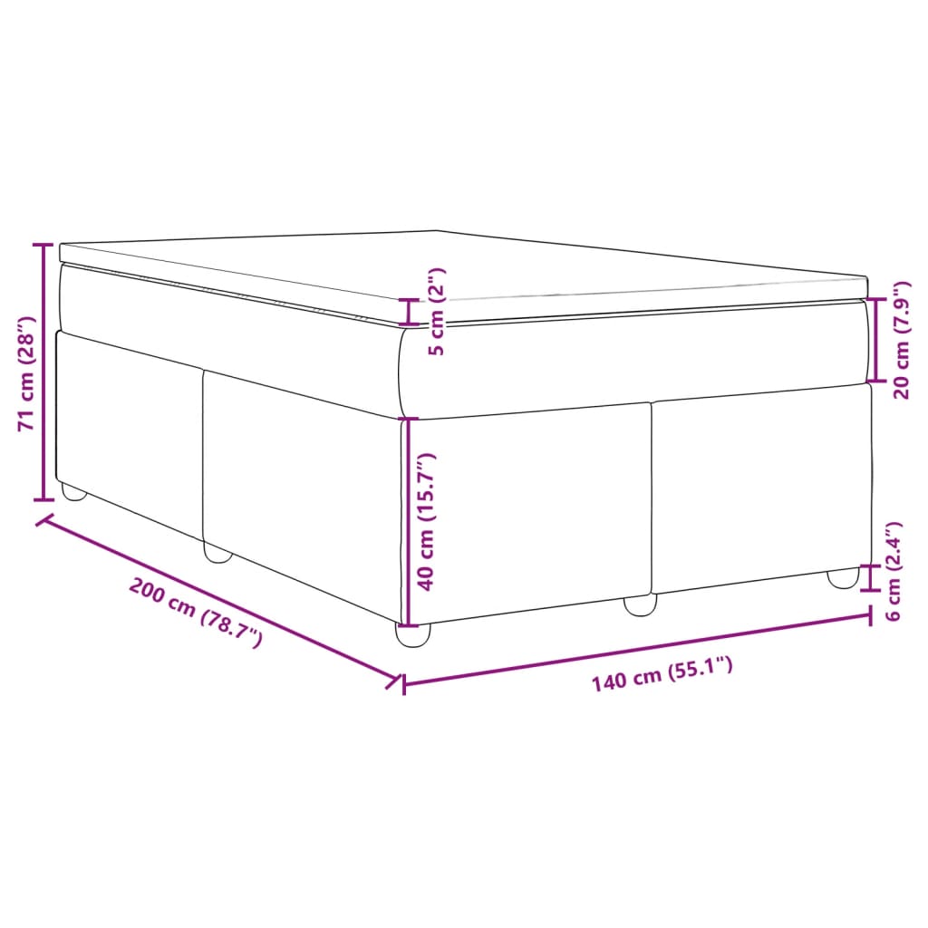 Boxspring met matras stof lichtgrijs 140x200 cm
