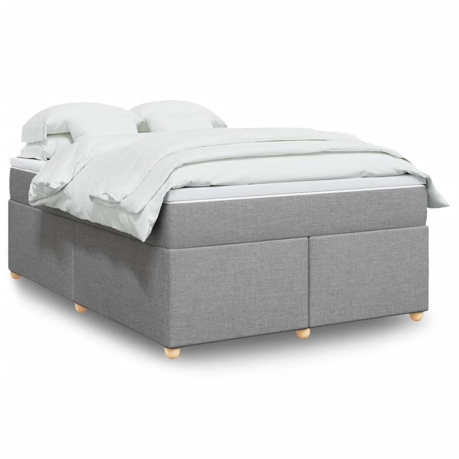 Boxspring met matras stof lichtgrijs 140x200 cm