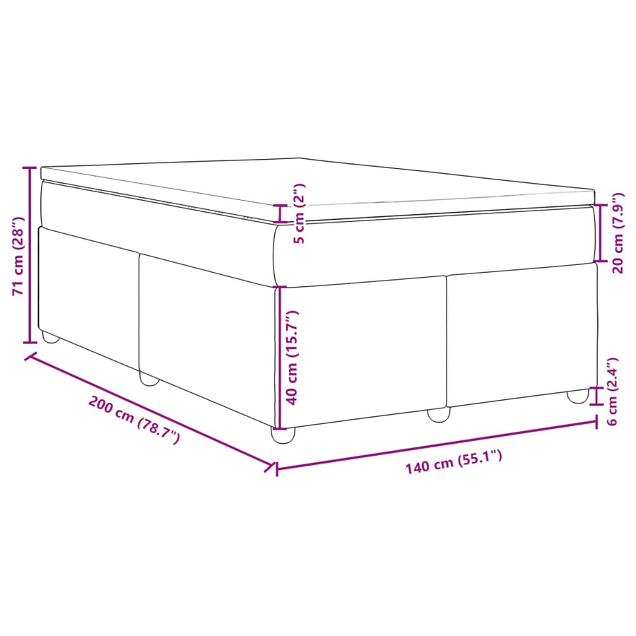 Boxspring met matras stof donkergrijs 140x200 cm