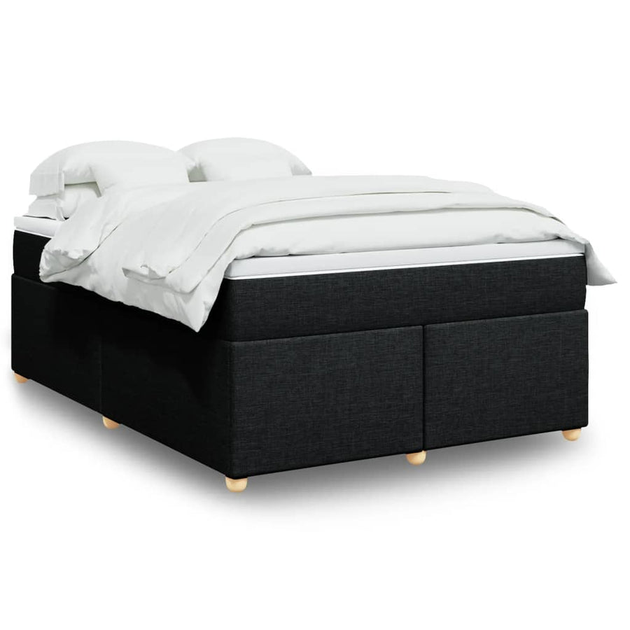 Boxspring met matras stof zwart 140x200 cm