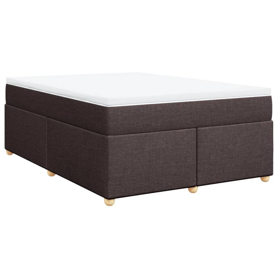 Boxspring met matras stof donkerbruin 140x200 cm