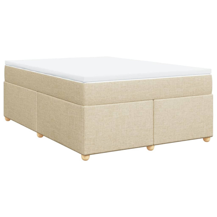 Boxspring met matras stof crèmekleurig 140x200 cm