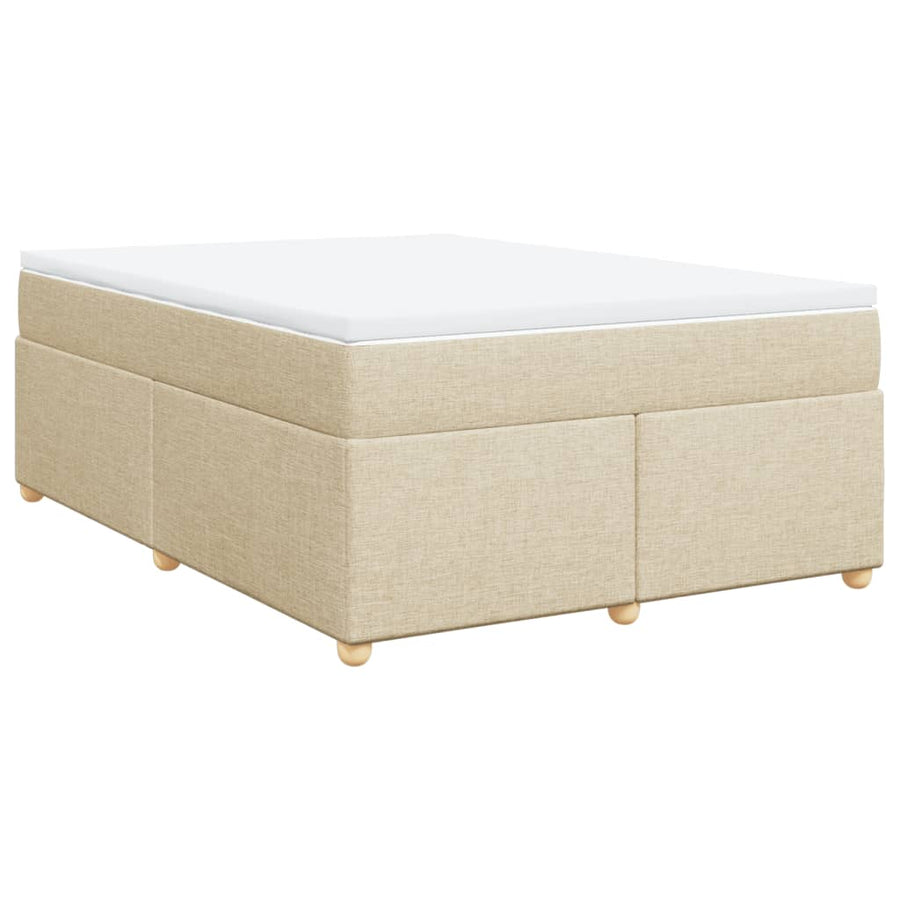 Boxspring met matras stof crèmekleurig 140x200 cm