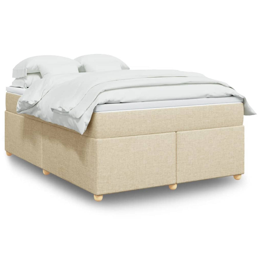Boxspring met matras stof crèmekleurig 140x200 cm