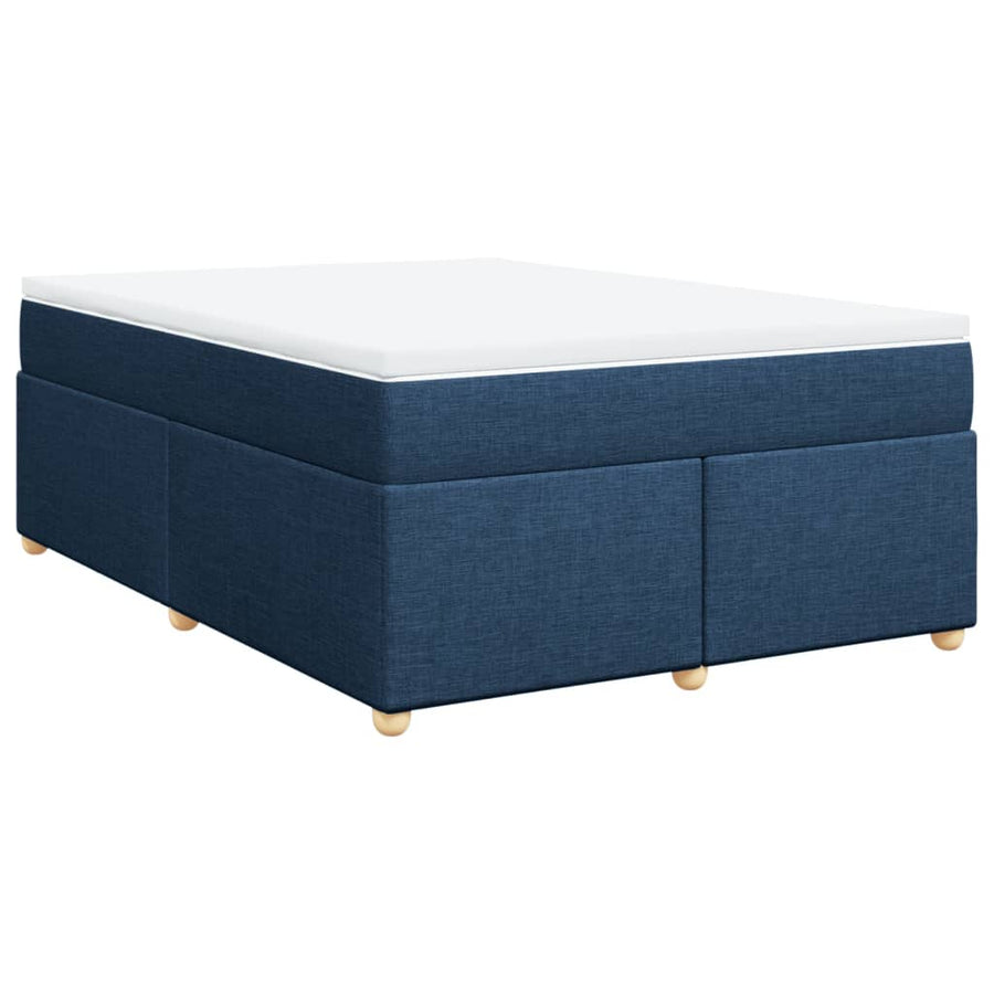 Boxspring met matras stof blauw 140x200 cm