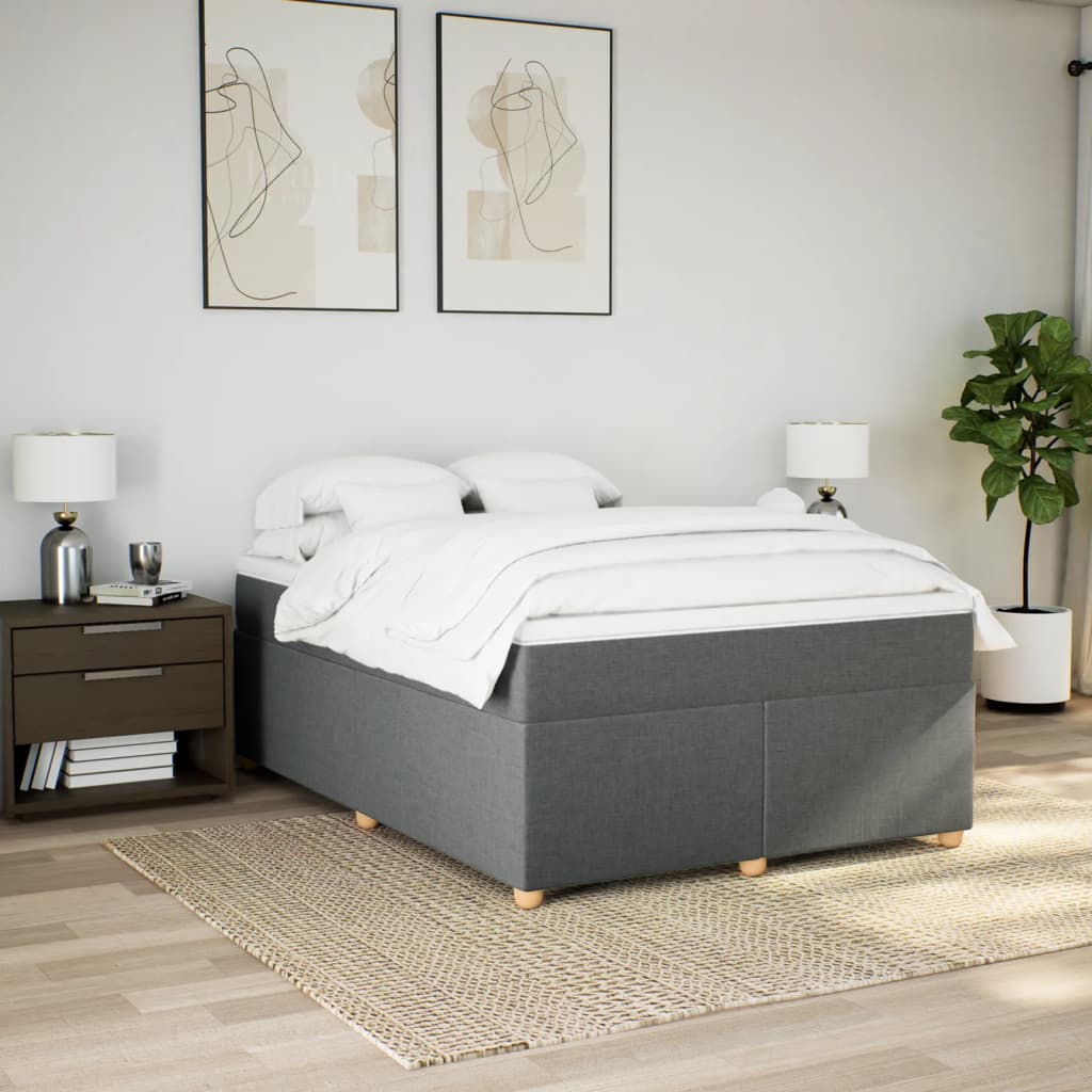 Boxspring met matras stof donkergrijs 160x200 cm
