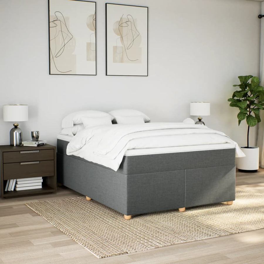 Boxspring met matras stof donkergrijs 160x200 cm