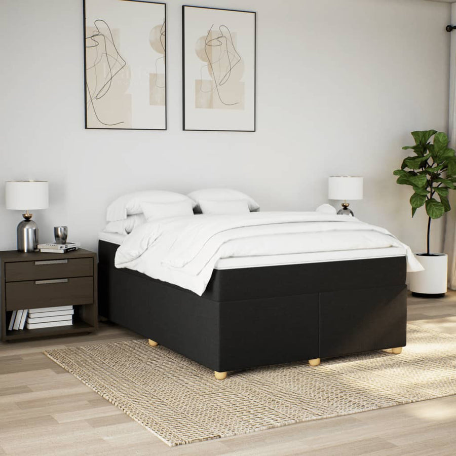 Boxspring met matras stof zwart 160x200 cm